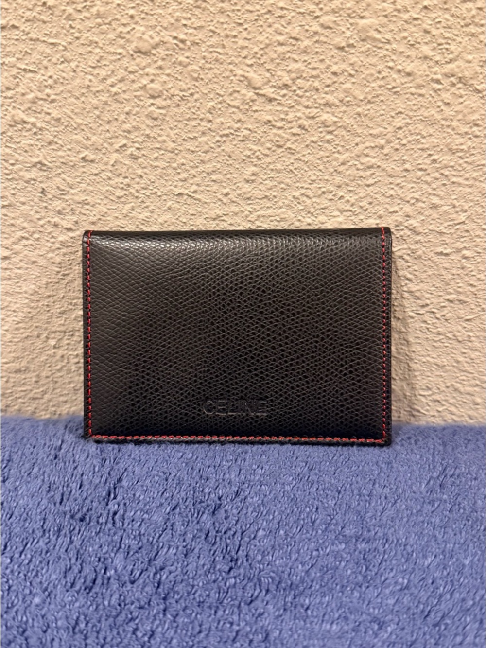 Celine Cardholder in Black Leather with Red Interior